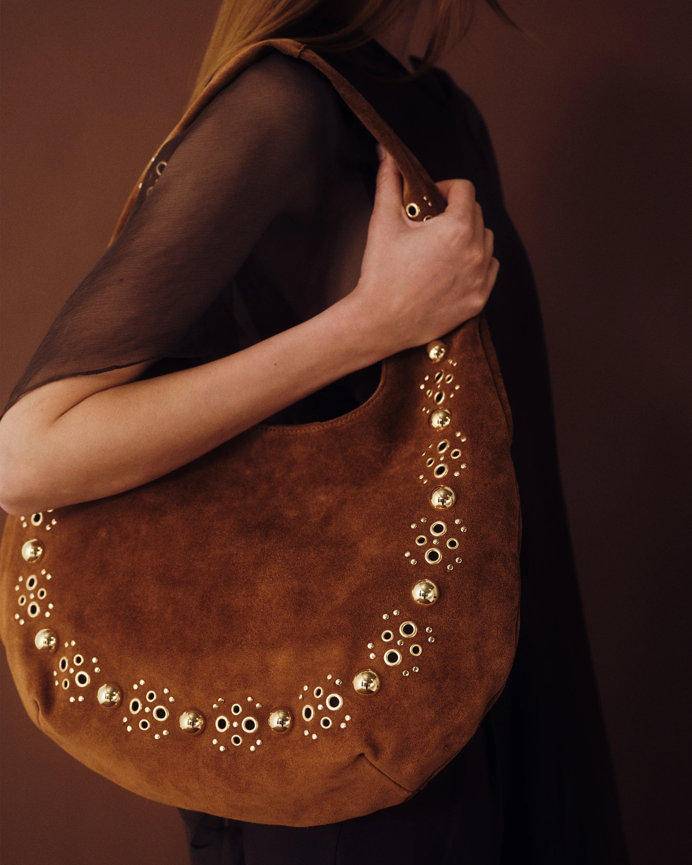 INEZ STUDDED SUEDE HOBO - Image 6
